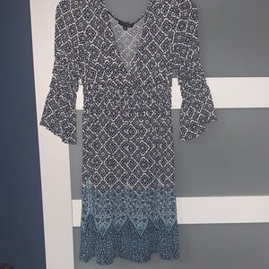 Max Edition Navy and Light Blue Geometric Dress